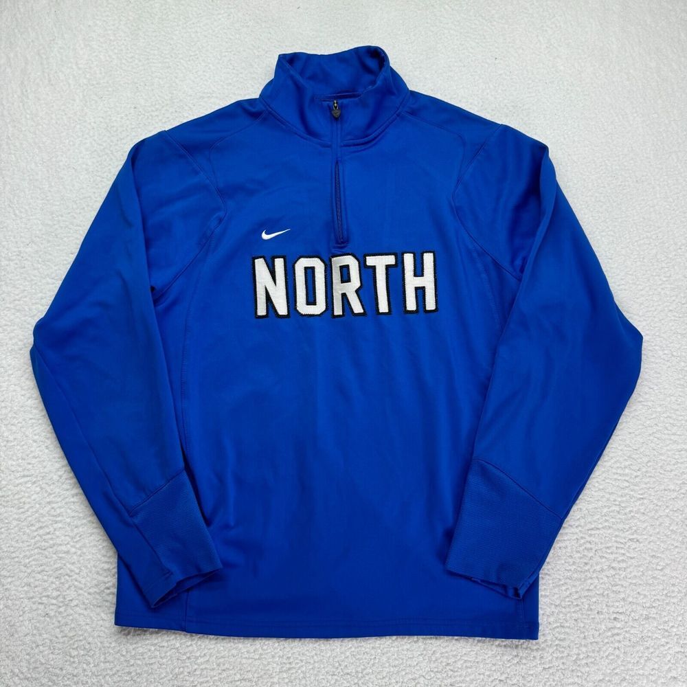 Vintage Nike Team "North" Quarter Zip Womens Large Blue Long‎ Sleeve Pullover